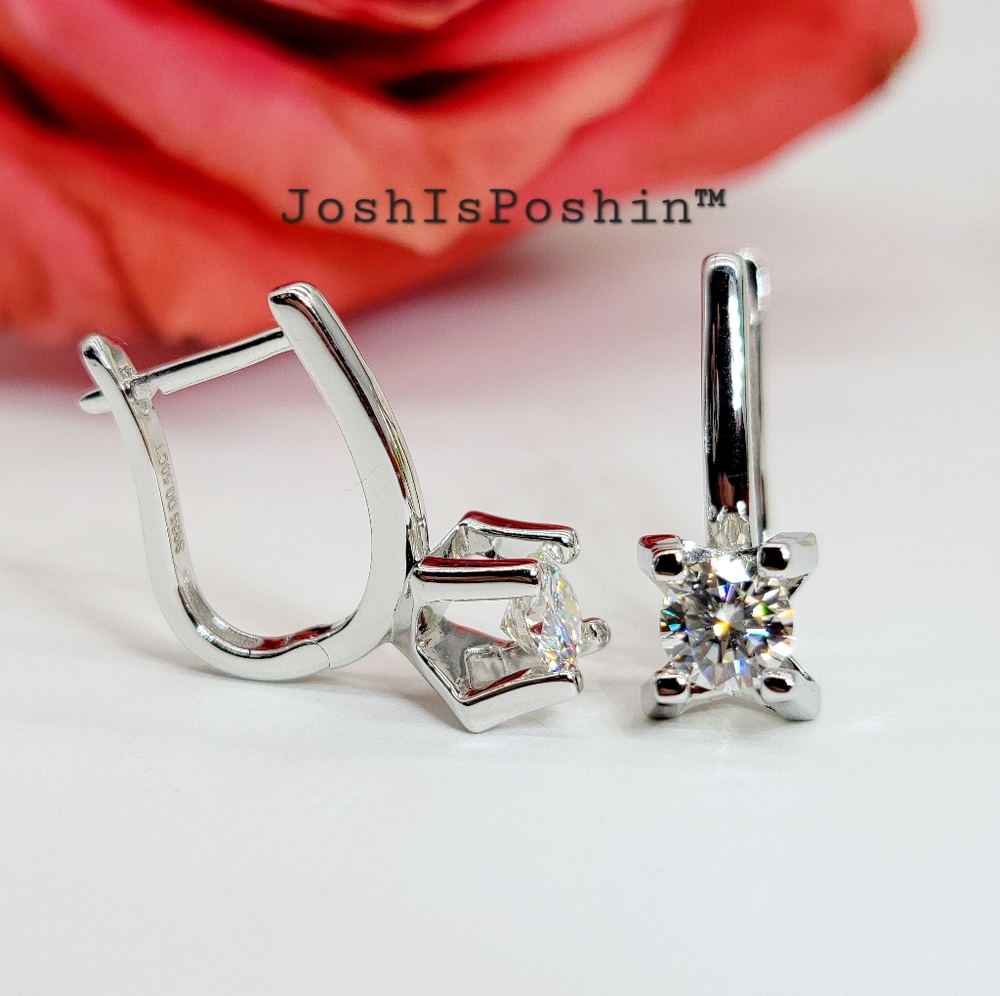 1CT. T.W. Moissanite round cut latch back earrings in sterling silver